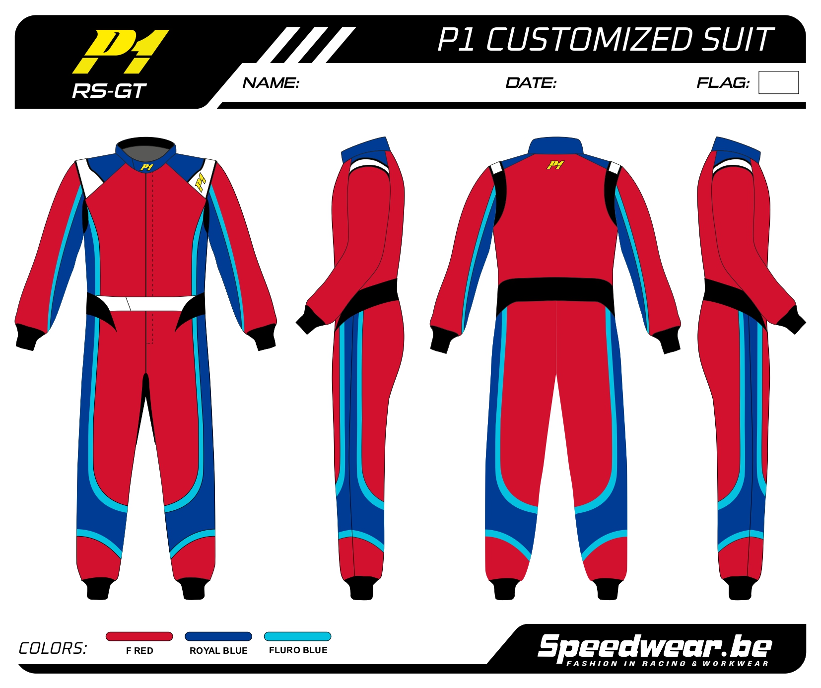 Rallysportoverall van P1 - Volledig op maat PATROON 4