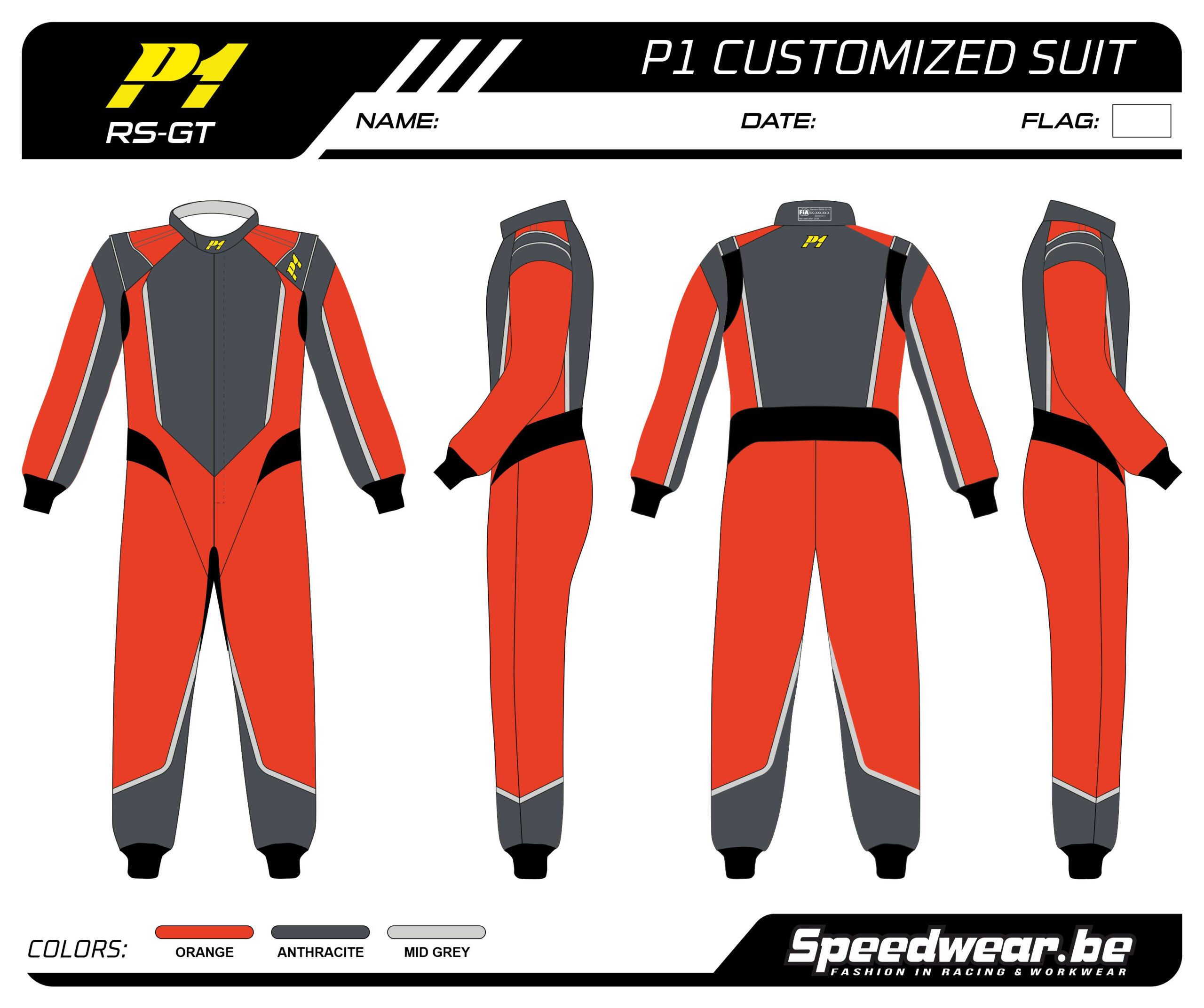 Race overall autosport van P1 - Volledig op maat PATROON 9
