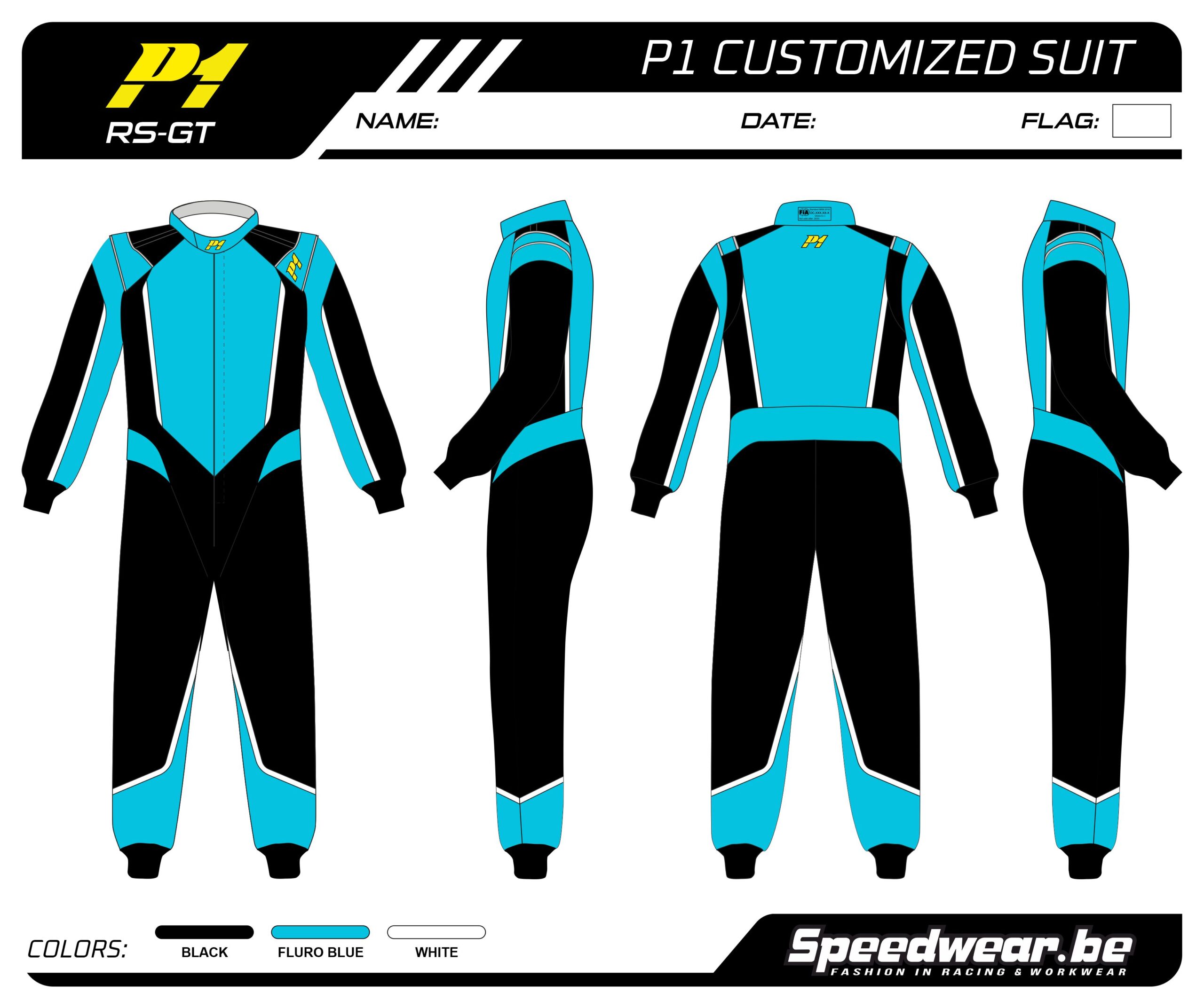 Race overall autosport van P1 - Volledig op maat PATROON 9