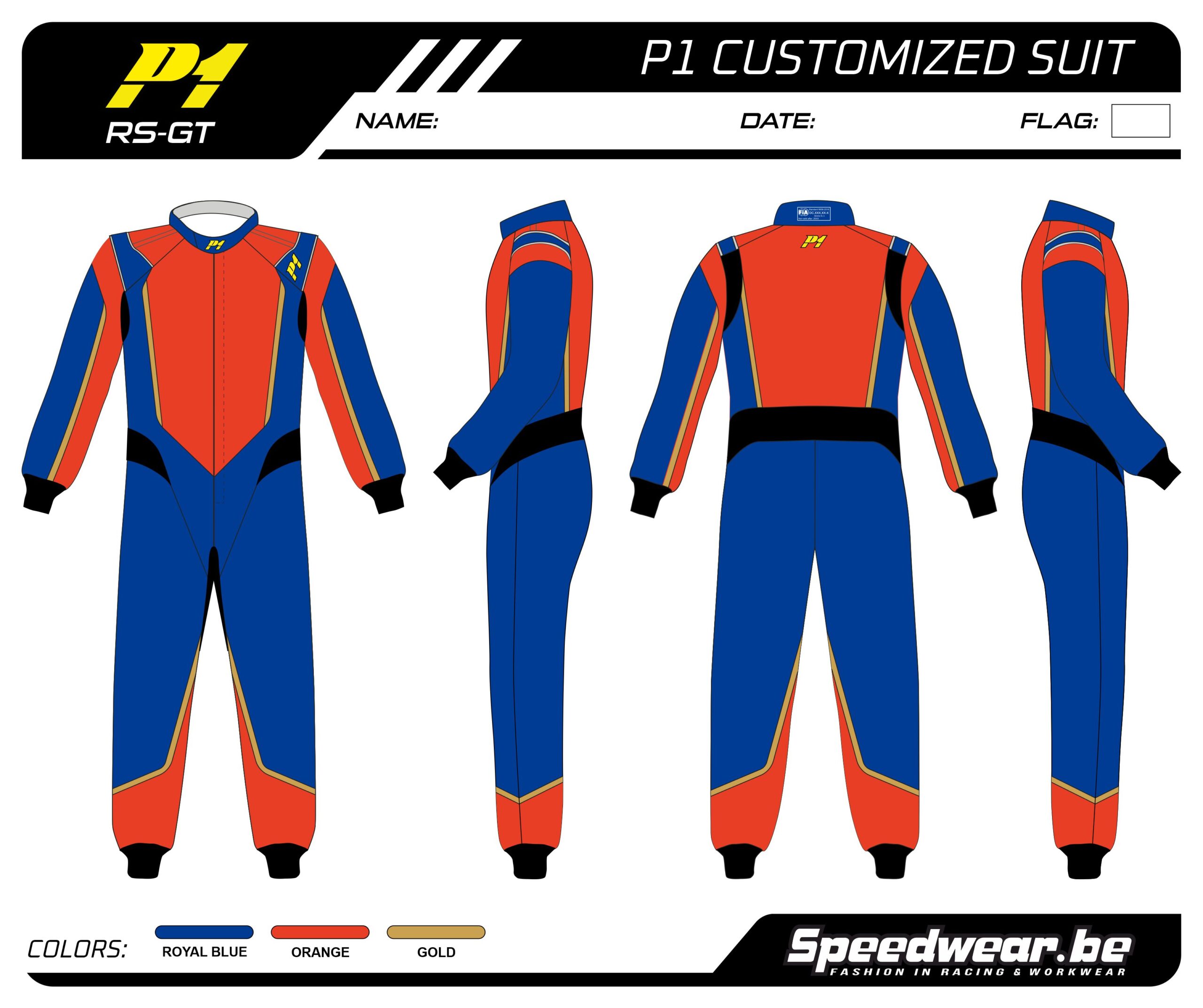 Race overall autosport van P1 - Volledig op maat PATROON 9
