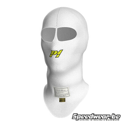 P1 Advanced Racewear X-Flow Balaclava â FIA Approved â White â Eyehole